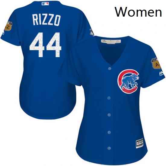Womens Majestic Chicago Cubs 44 Anthony Rizzo Authentic Royal Blue 2017 Spring Training Cool Base MLB Jersey